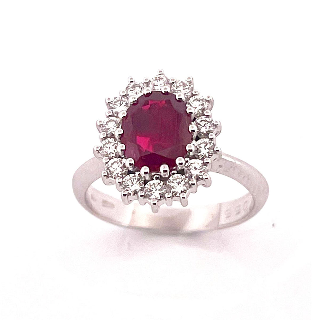 Lenti Ring Flower Gold White 18KT鑽石Ruby Thailand Afaa01850