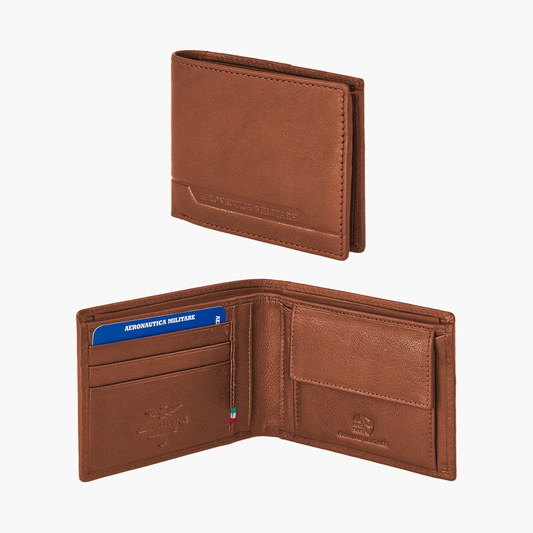 Air Force military wallet in leather in leather with spicci door Moon Am231-Cu line