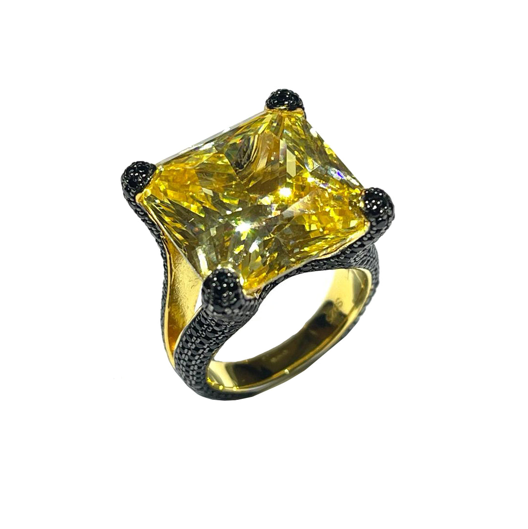 AP Coral Hollywood Ring Diva 스타일 925 Silver Finish Yellow Golden Gold Fancy An2964gg