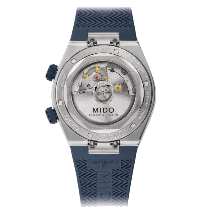 Mido Multivort 8兩個冠38.40mm視圖自動藍色鋼M047.507.17.041.00