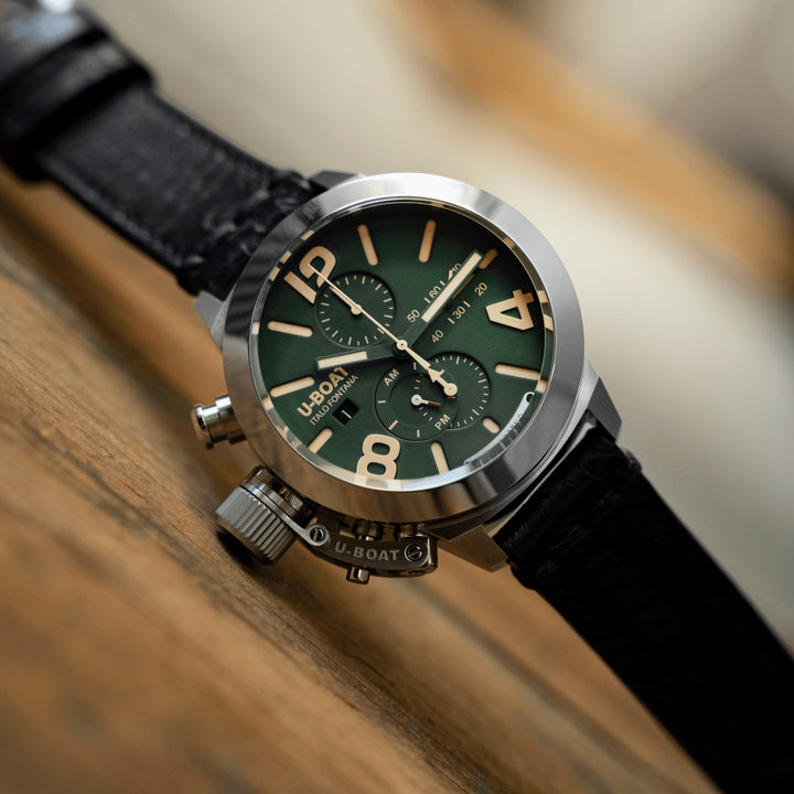 U-Boat Classic Clock 45 Tungsteno CAS Green 45mm 자동 녹색 강철 9581