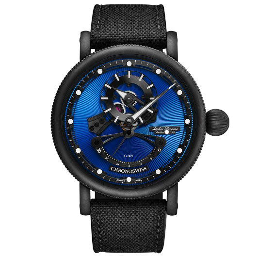 Chronoswiss Orologio Open Gear Resec Blue在黑色限量版上50Pezzi 44mm Blu automatico acciaio finitura dlc nero ch-6925m-ebbk