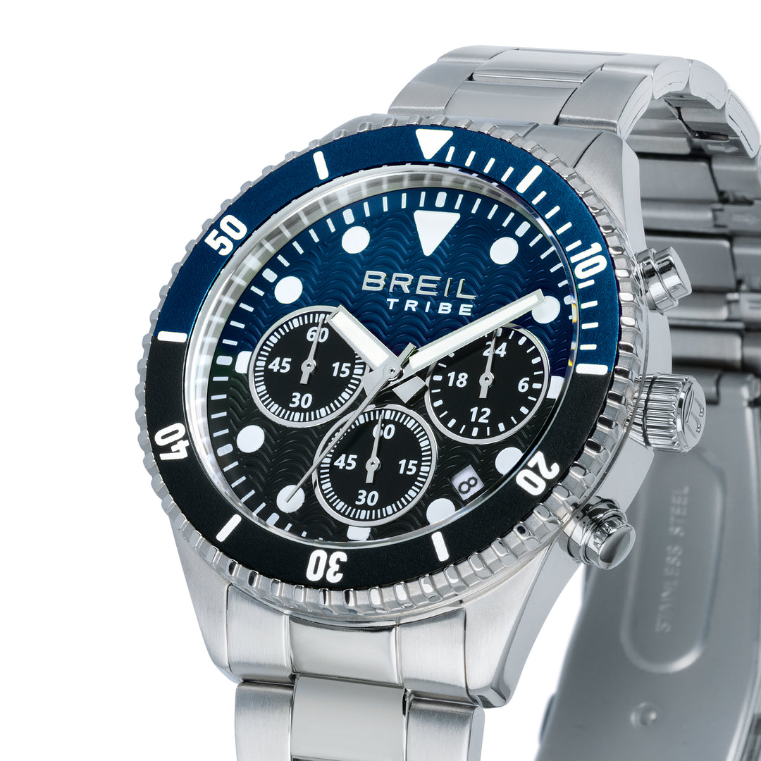 Breil Overhand Chrono 41mm 시계 블루 쿼츠 스틸 EW0764