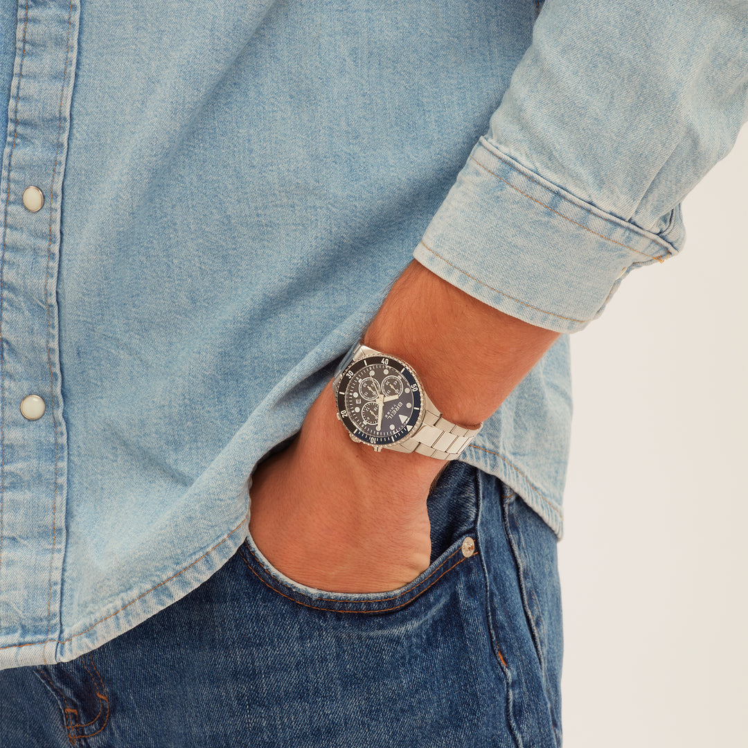 Breil Overhand Chrono 41mm 시계 블루 쿼츠 스틸 EW0764