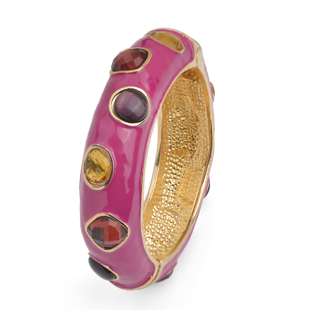 Federica Rossi bracelet bangle Ibiza bronze finish PVD 18kt yellow gold enamel and quartz FR.BR.02