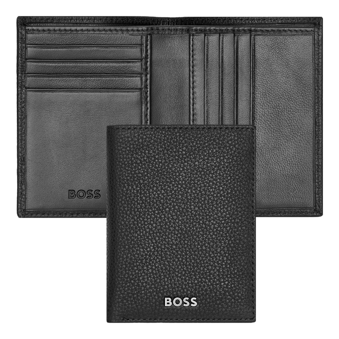 Hugo Boss Card Cards折りたたみ古典的な穀物Black HLE416A