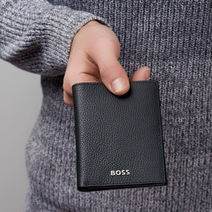 Hugo Boss Card Cards折りたたみ古典的な穀物Black HLE416A