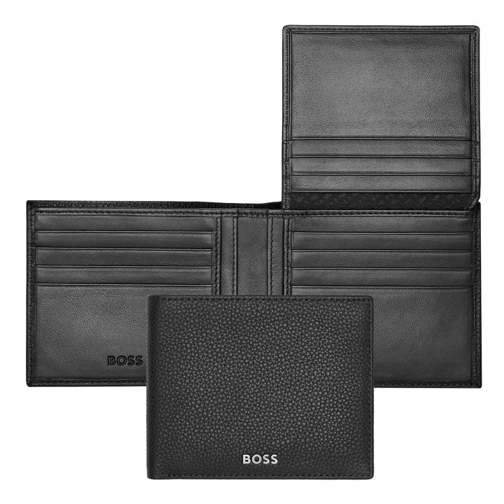 Hugo Boss Wallet和經典的黑色穀物顆粒Hry416a