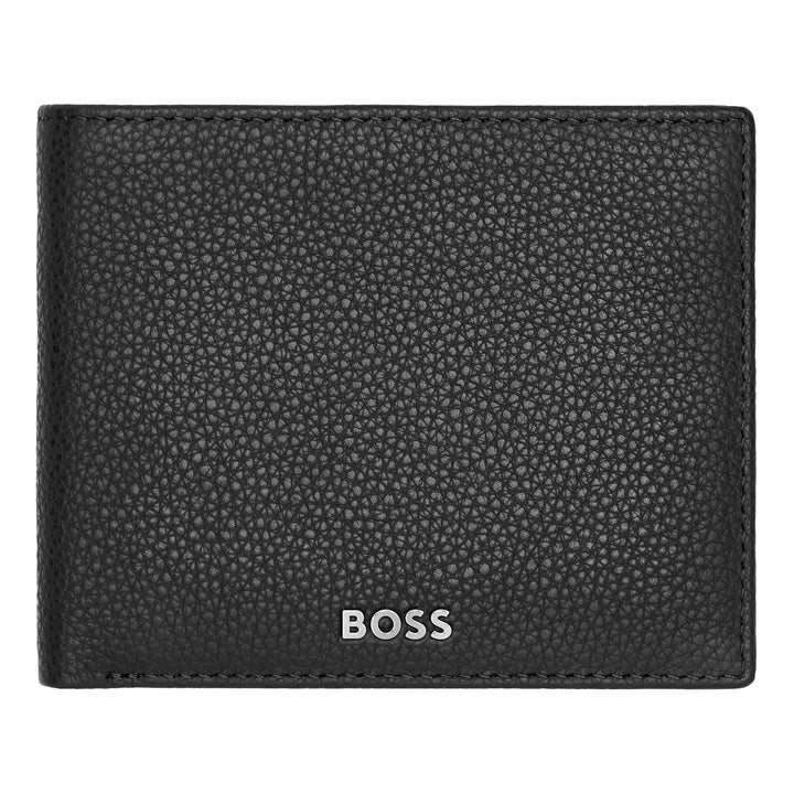 Hugo Boss Wallet和經典的黑色穀物顆粒Hry416a