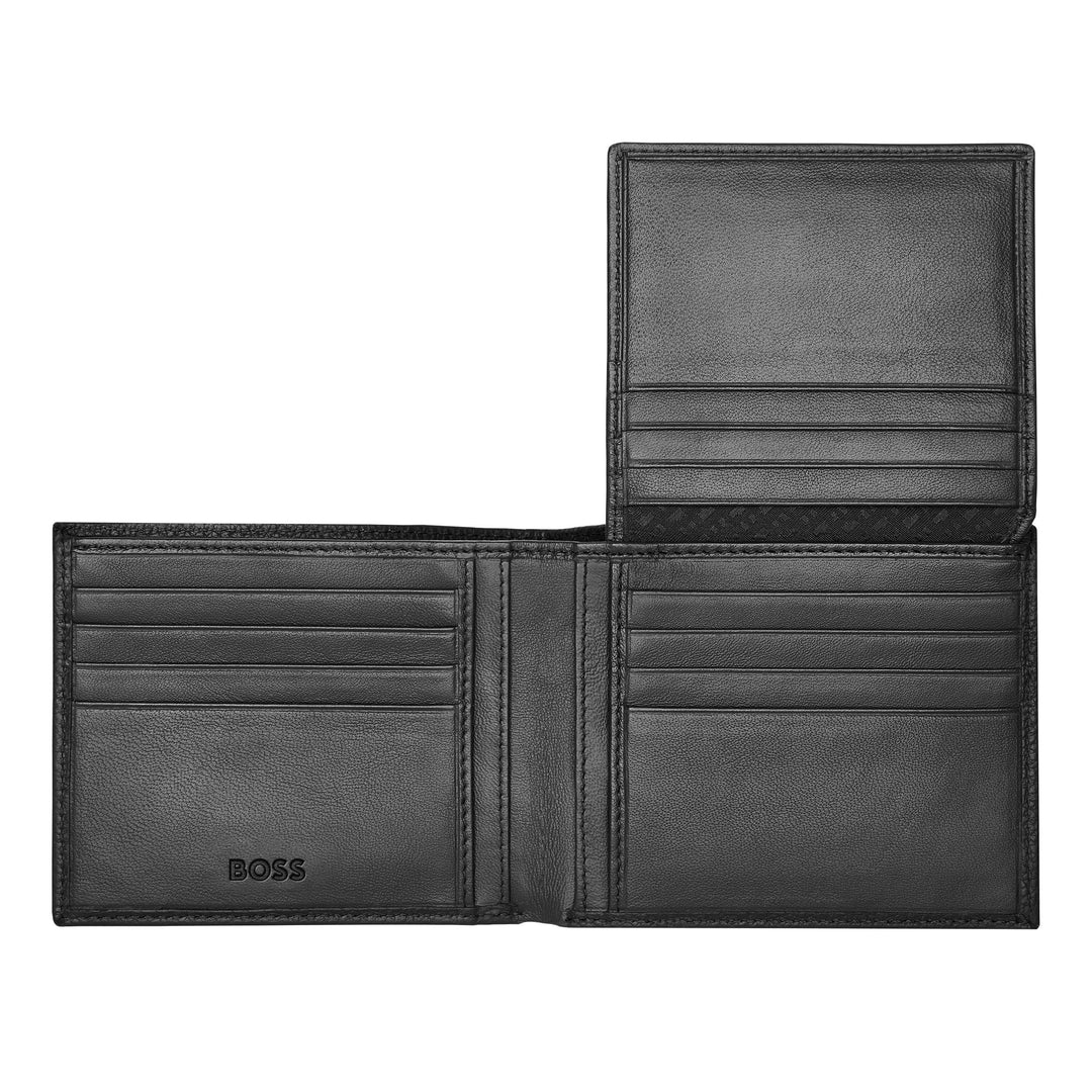 Hugo Boss Wallet和經典的黑色穀物顆粒Hry416a