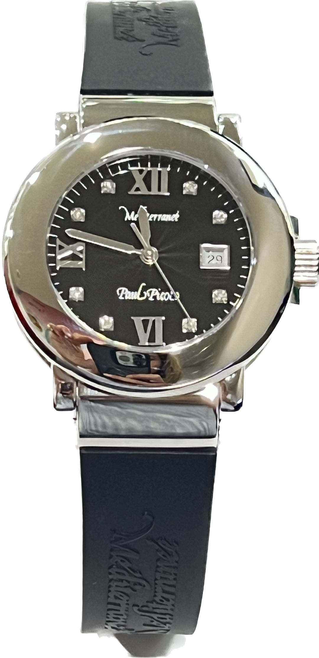 Paul Picot地中海手錶'36mm黑色石英鋼鑽石4108 D08