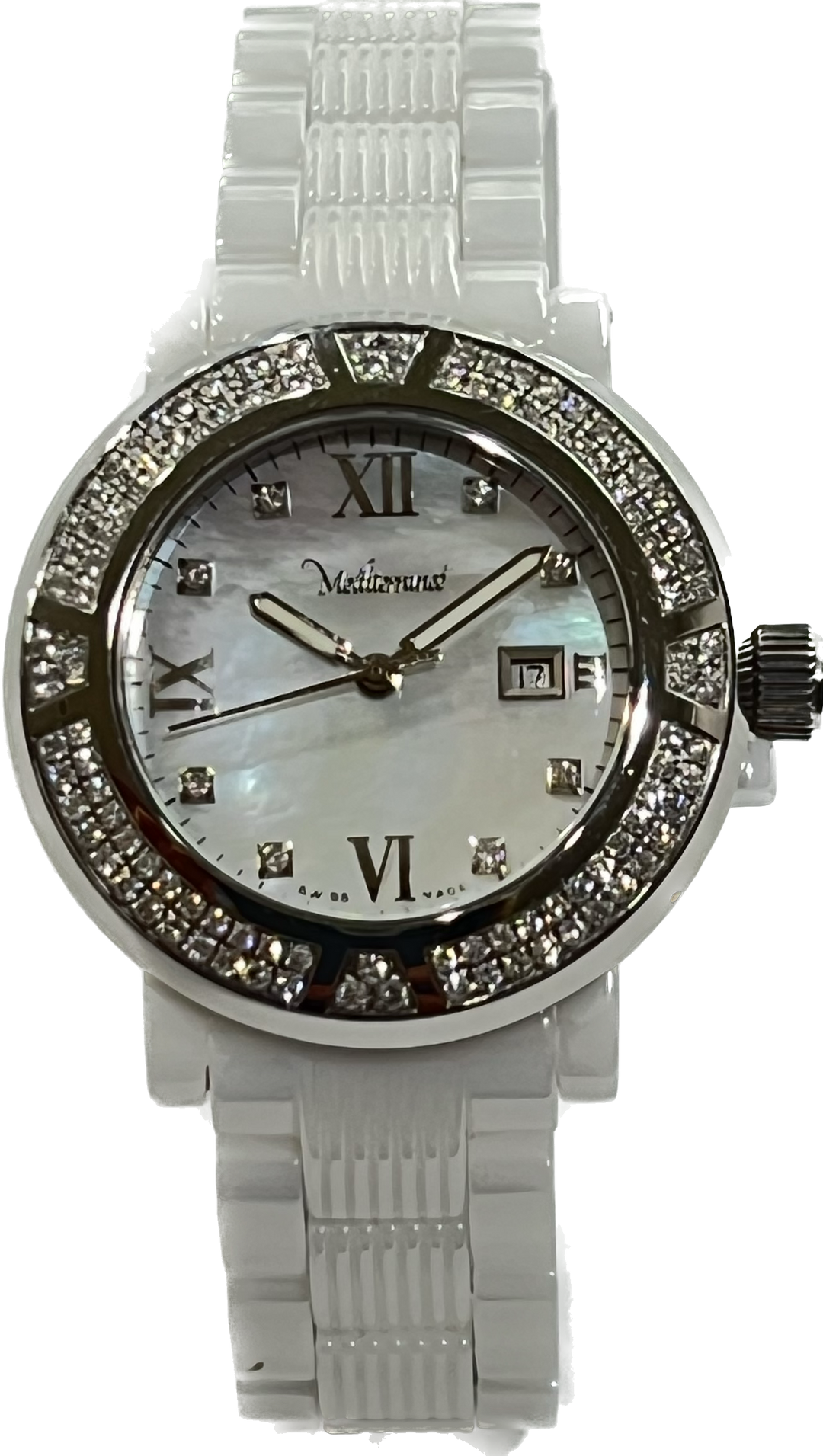 Paul Picot地中海手錶'36mm黑色石英鋼陶瓷鑽石3296 WD116