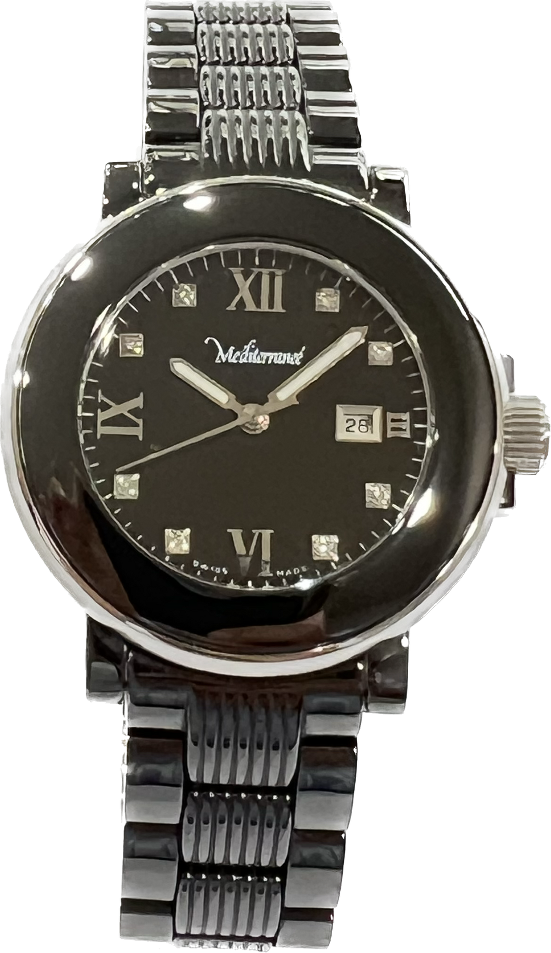 Paul Picot地中海手錶'36mm黑色石英陶瓷鑽石3296 BD08