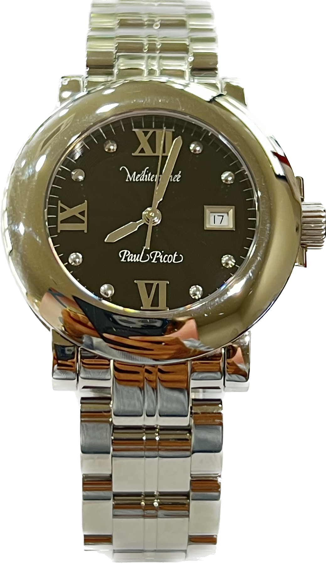 Paul Picot地中海手錶'36mm黑色石英鋼4108 NE