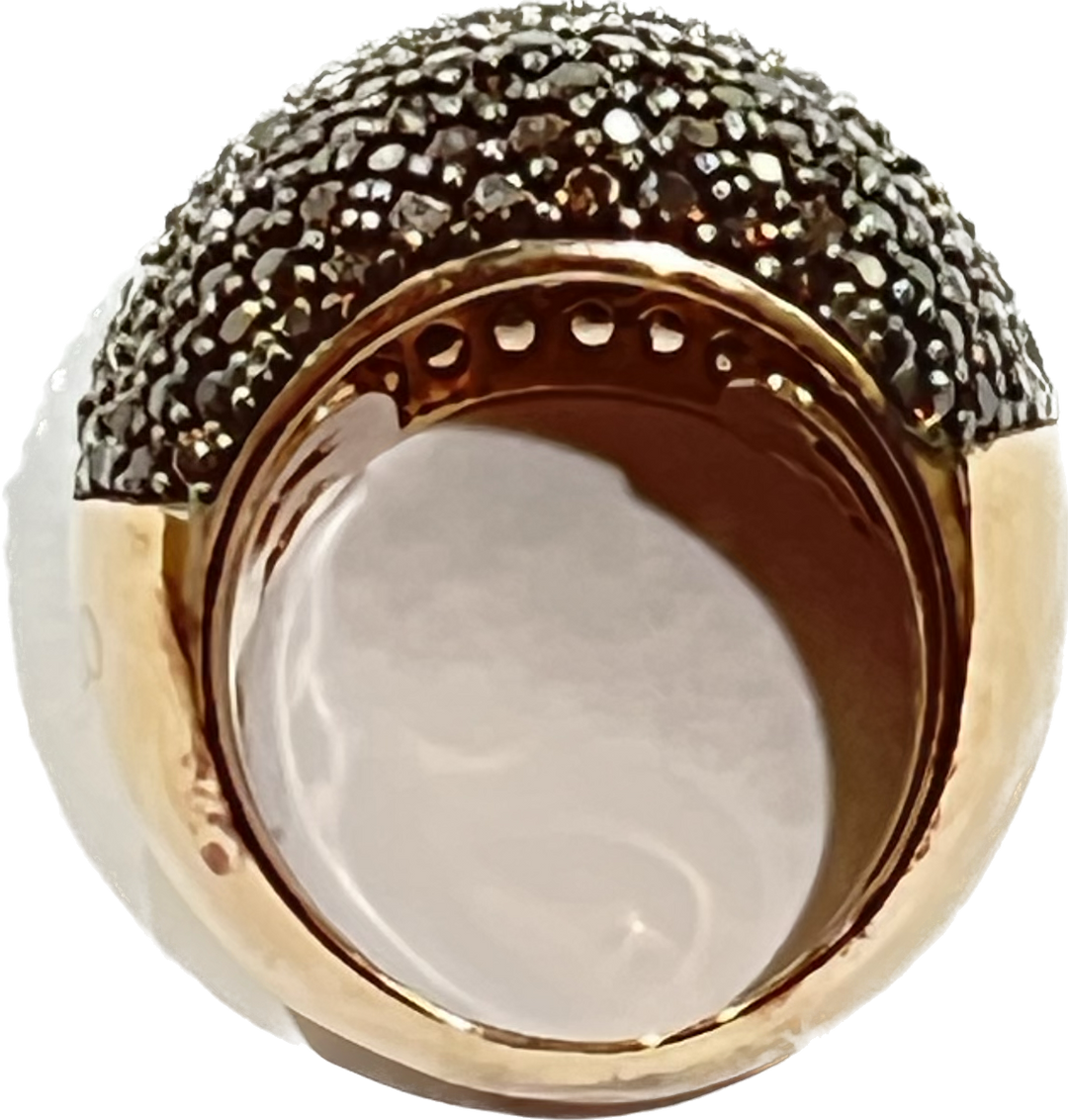 Sidalo Pavè Brown Ring Silver 925 마감 PVD 골드 로사 입방 지르코니아 M4425-BW