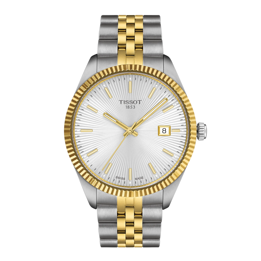 Tissot Ballade Watch 40mm Silver Quartz Steel Finishes PVD 옐로우 골드 T156.410.22.031.00