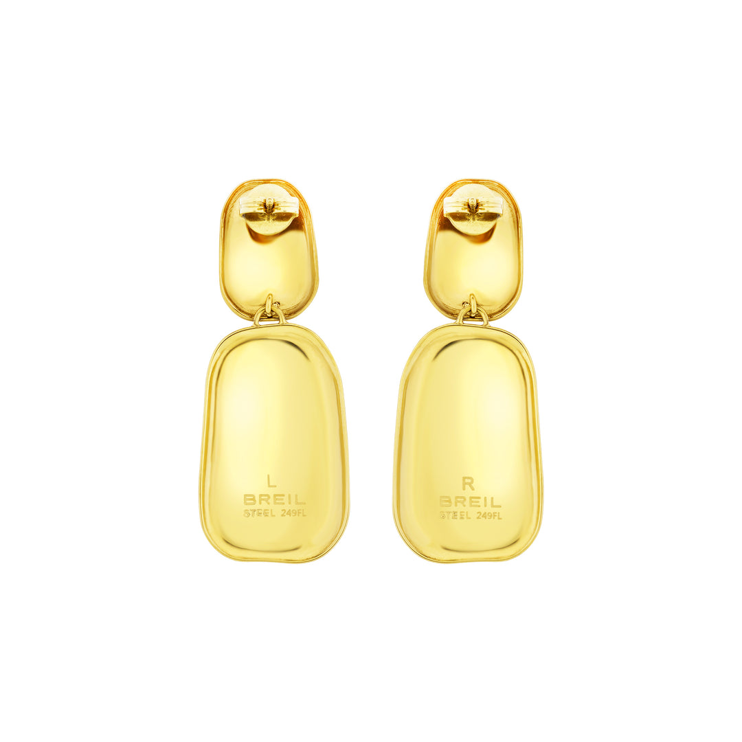 Breil Pendant Earrings Sculpture Steel Finish IP Gold TJ3813