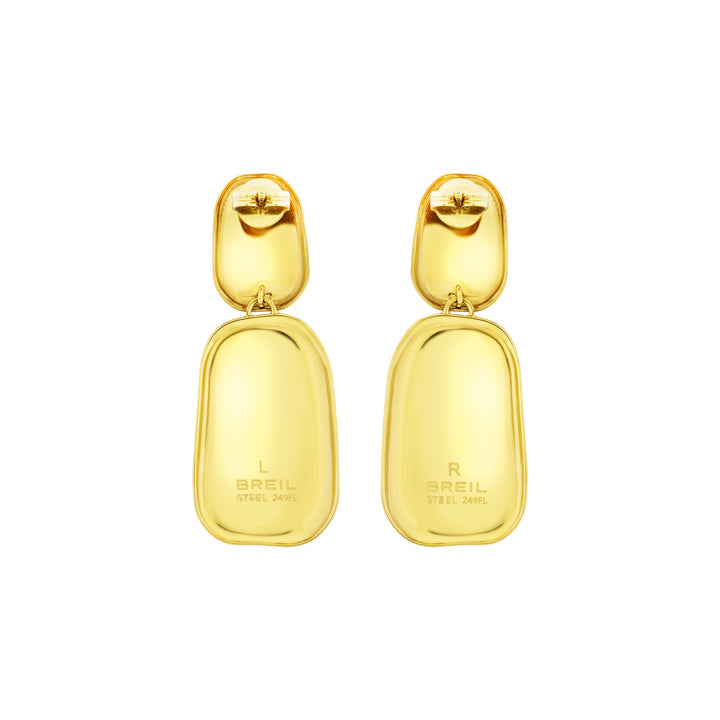 Breil Pendant Earrings Sculpture Steel Finish IP Gold TJ3813