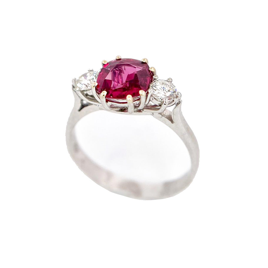 Capodagaglia Gold Ring 18kt Thai Ruby 1,24ctおよびダイヤモンド