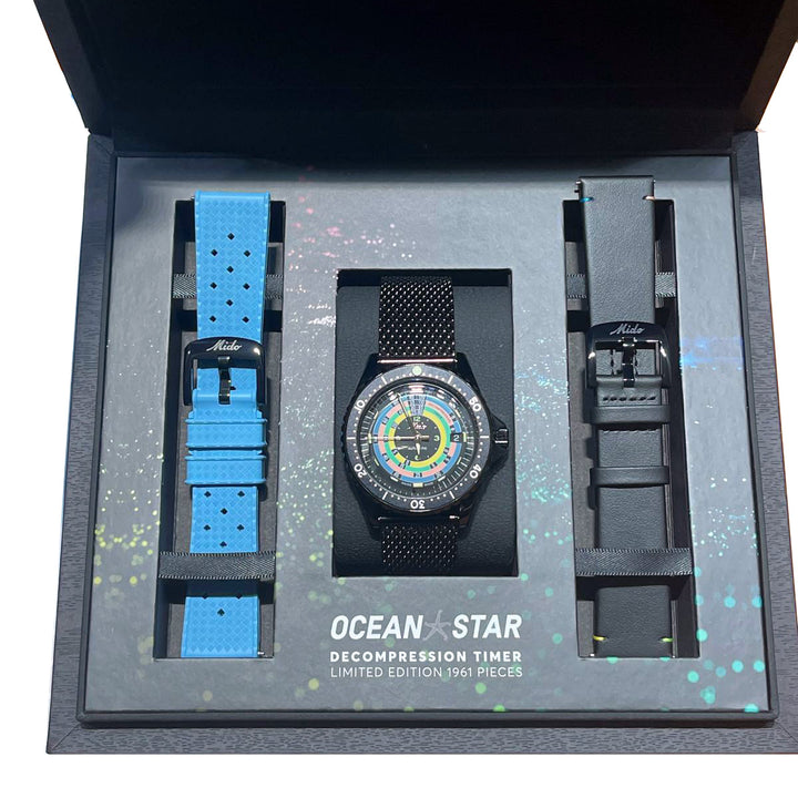 Mido Ocean Star Decompression Worldtimer Limited Edition 1961 40mm 자동 블랙 마감 PVD Black M026.807.807.33.051.00