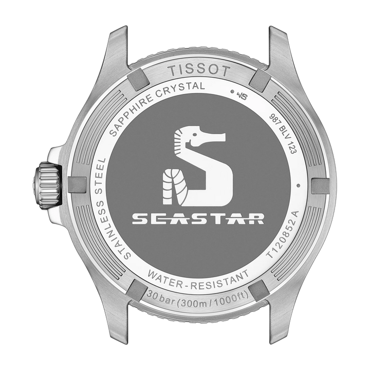 天梭手表Seastar 1000 GMT 40毫米黑色石英钢PVD黄金T120.852.22.051.00