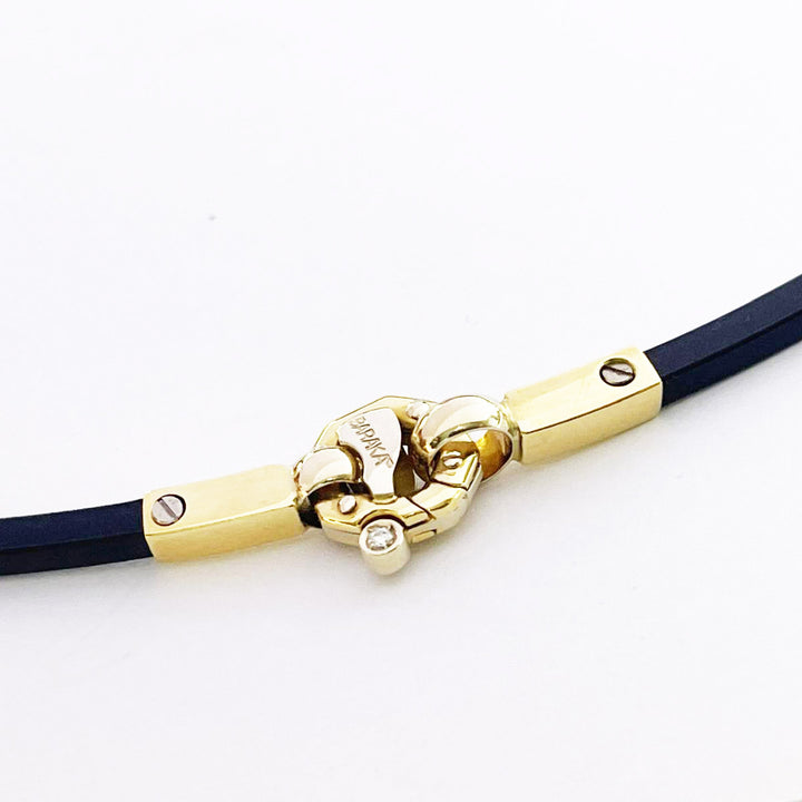 Baraka necklace crew neck 18k yellow gold rubber BR00495 G