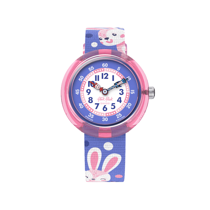 FLIK FLAK PEEK-A-BUNNY FRIENDS FUR-AEVER 32mm FBNP236 시계