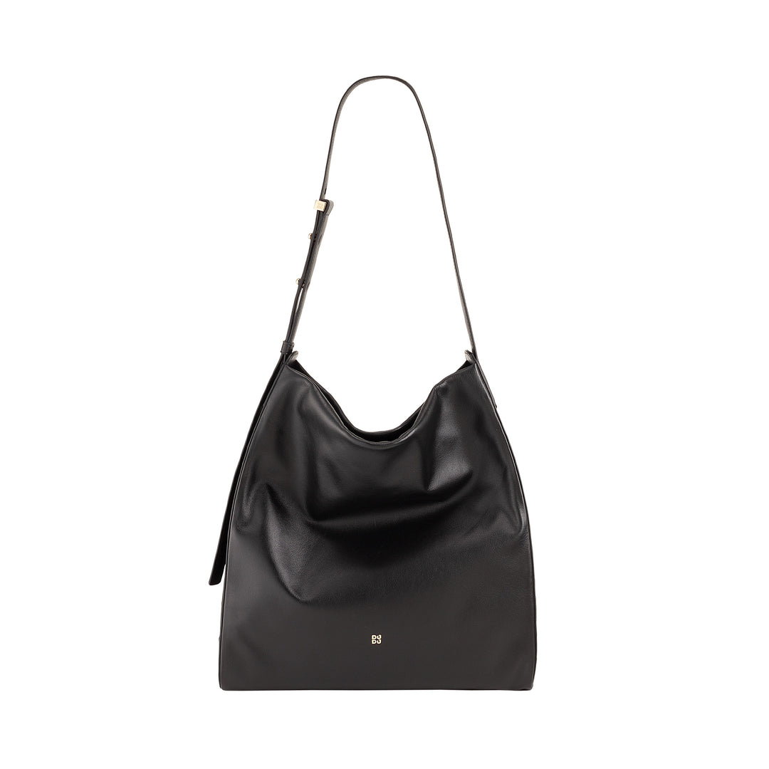 Dudu Women 's Shoulder Bag Back in Real Leather의 사다리꼴, 조절 가능한 어깨 끈이있는 공중 그네 백 - 우아하고 넓은 자유 시간, 일, 저녁