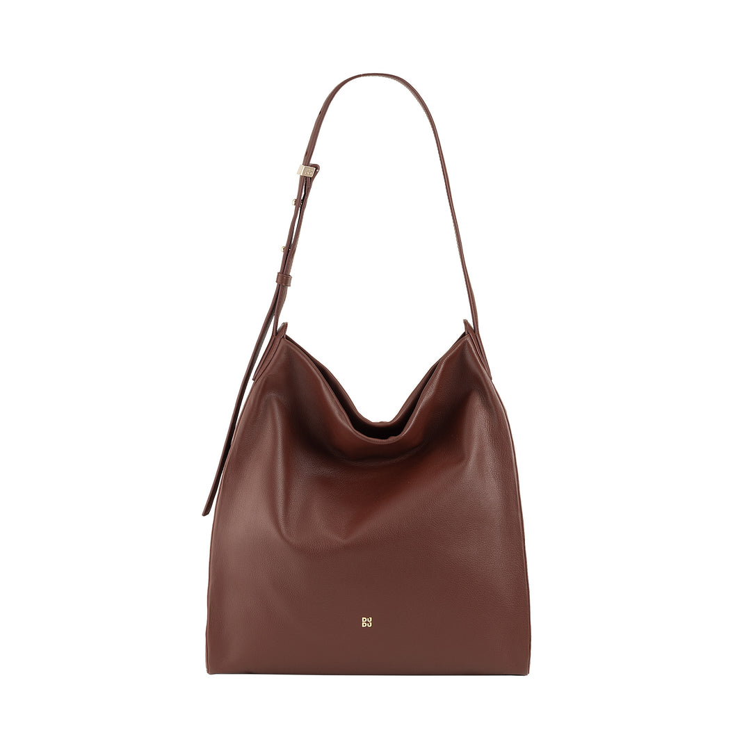 Dudu Women 's Shoulder Bag Back in Real Leather의 사다리꼴, 조절 가능한 어깨 끈이있는 공중 그네 백 - 우아하고 넓은 자유 시간, 일, 저녁