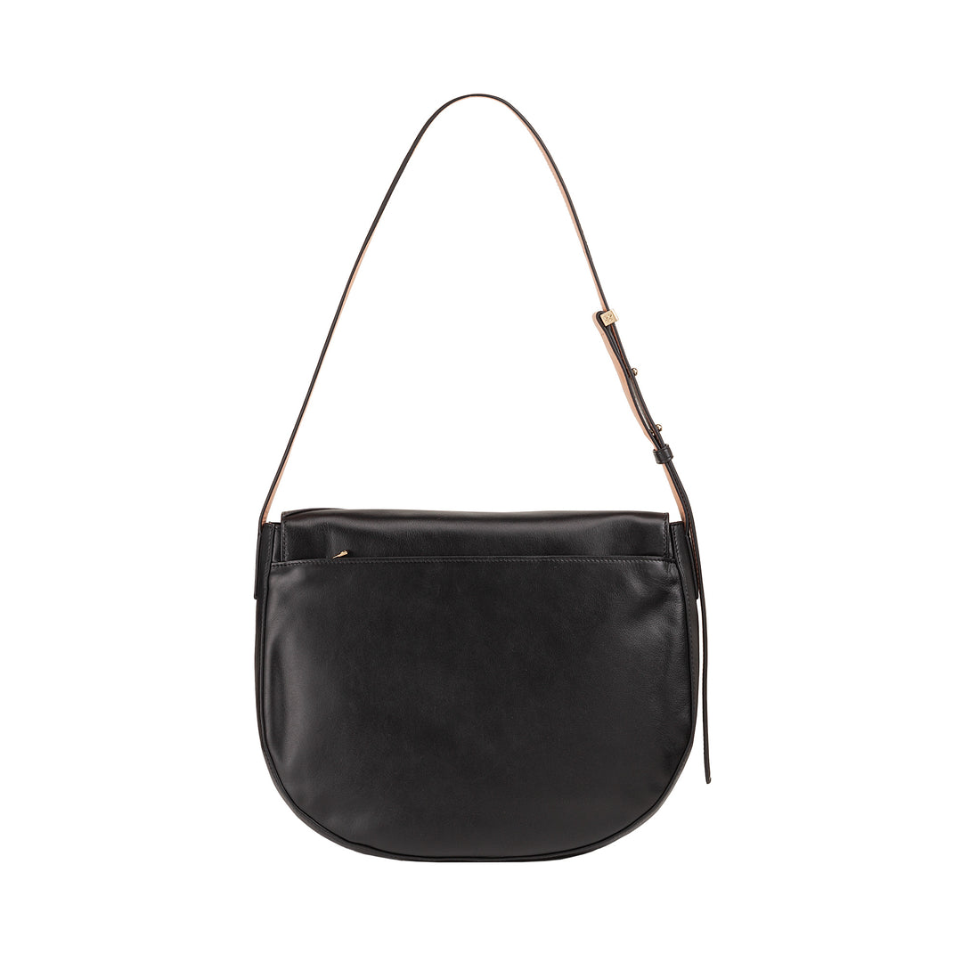 DUDU Women's Bag Big in real leather with flap in front, adjustable shoulder bag and flap closure with magnetic buttons - elegant and practical for every occasion