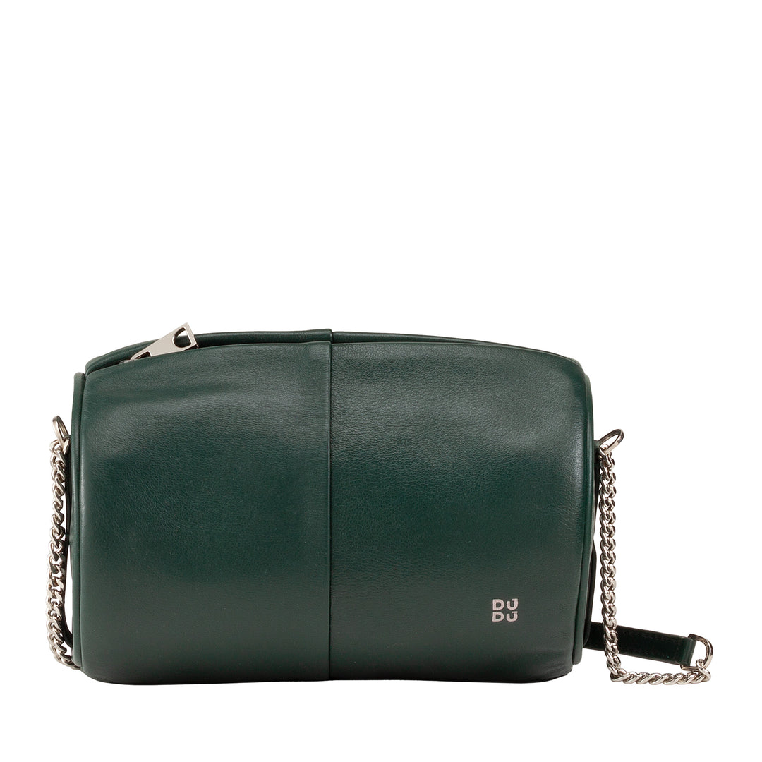 Dudu Women's Women's Leather Bag、チェーンと革のショルダーバッグ、ジッパー付きのエレガントな小さなファッションシリンダーバッグ