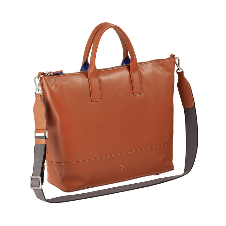 DUDU shoulder bag shoulder elegant woman in real leather, handbag with two handles and zip zipper