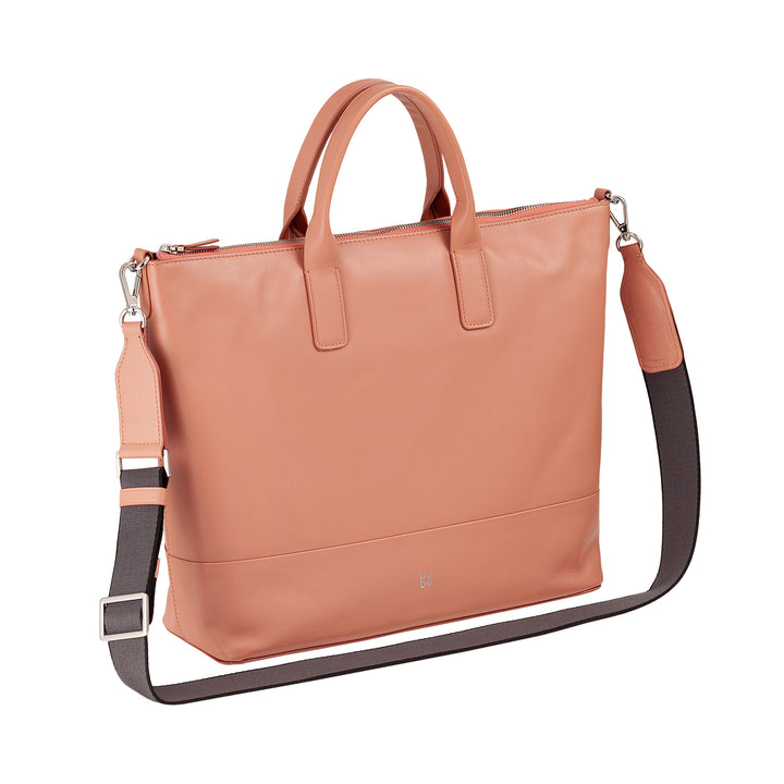 DUDU shoulder bag shoulder elegant woman in real leather, handbag with two handles and zip zipper