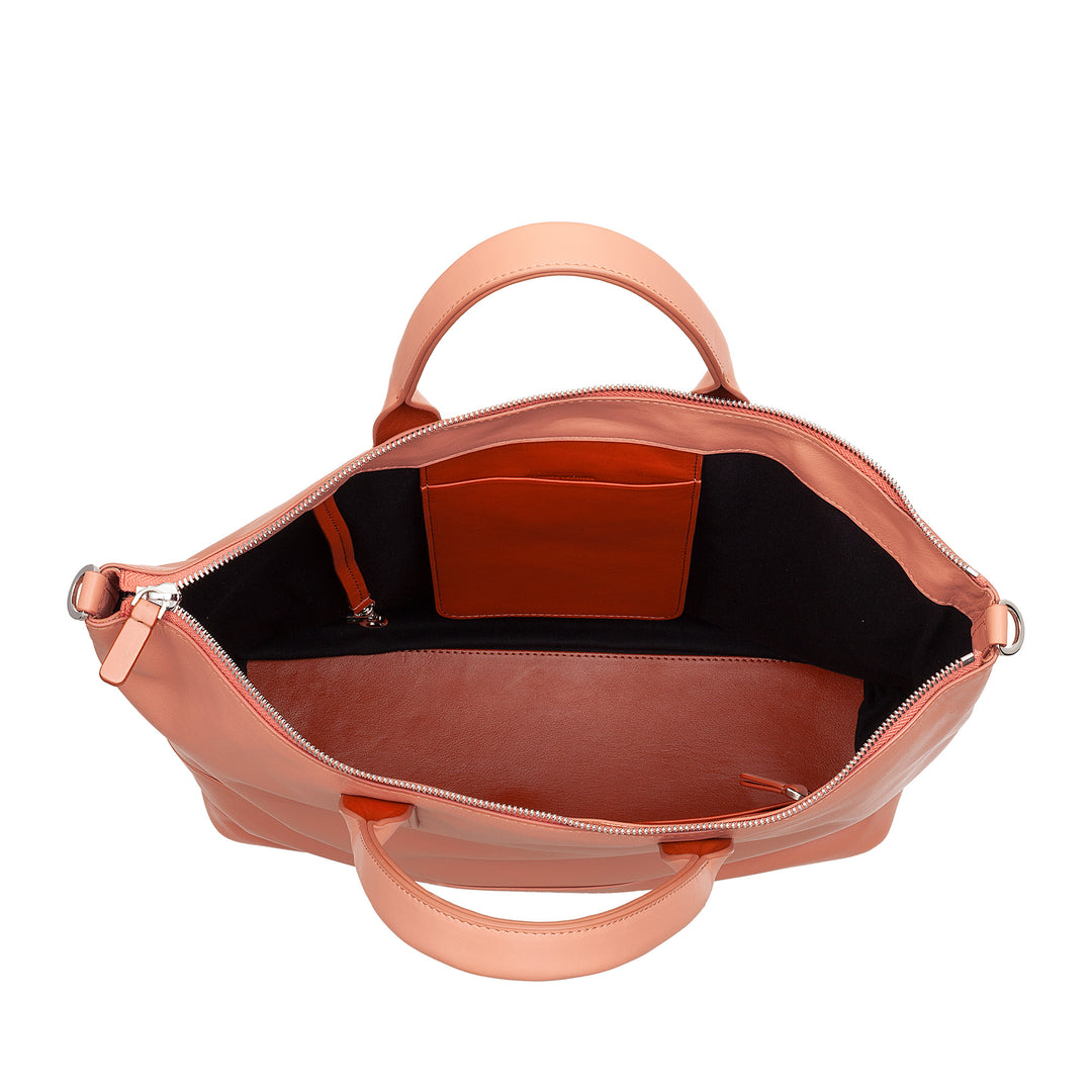 DUDU shoulder bag shoulder elegant woman in real leather, handbag with two handles and zip zipper