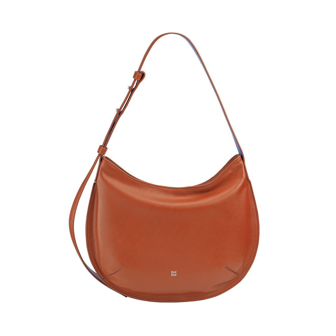 DUDU shoulder bag medium woman in real leather, hobo bag with adjustable shoulder strap, shoulder bag with zip zip