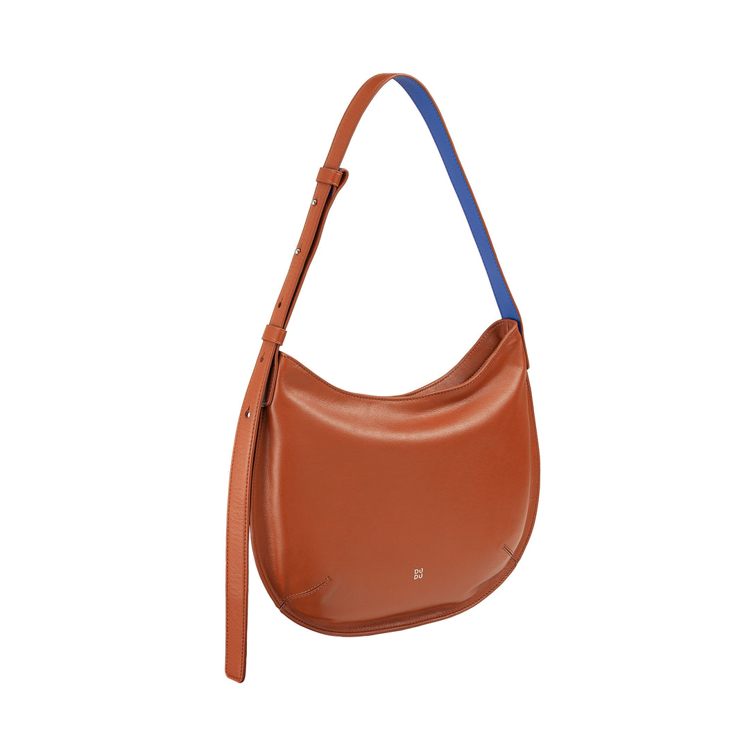 DUDU shoulder bag medium woman in real leather, hobo bag with adjustable shoulder strap, shoulder bag with zip zip