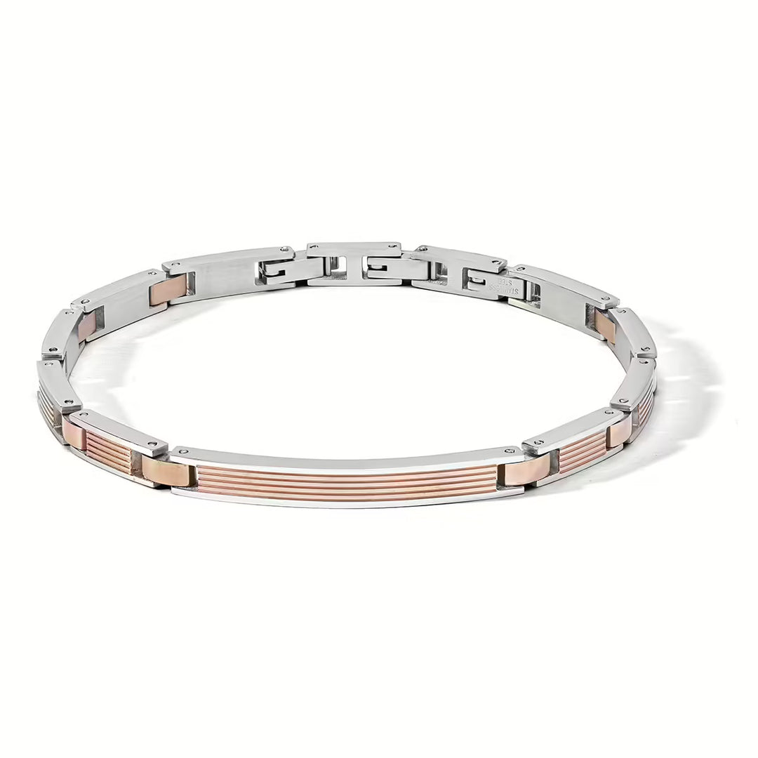 COMETE Bracelet Texture Steel Finishes PVD Gold Pink UBR 1170