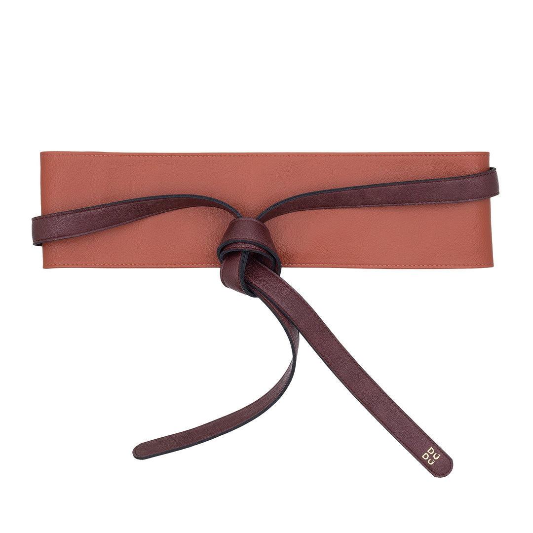 DUDU woman belt Obi in real leather, made in Italy, wider belt knotable woman for dress, high -waisted leather fusciacca