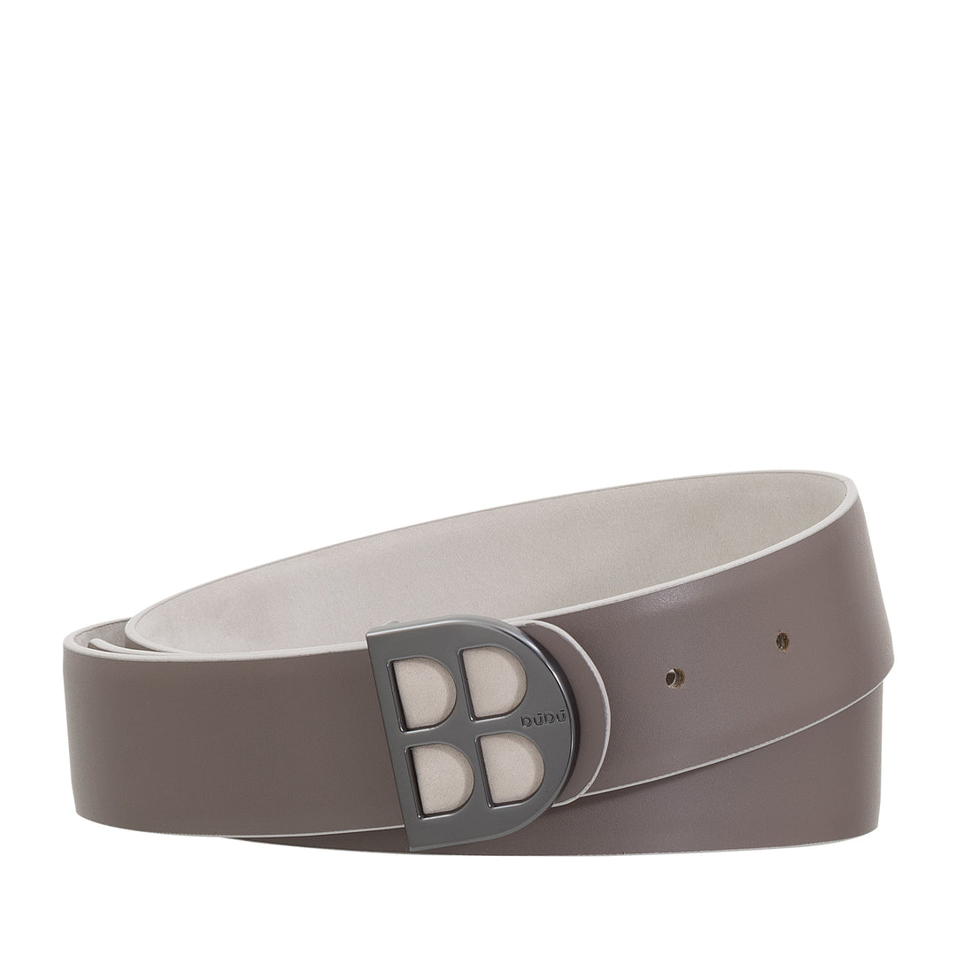 DUDU belt for reversible man in smooth leather and two -tone nobuk, made in Italy, double face, with personalized buckle