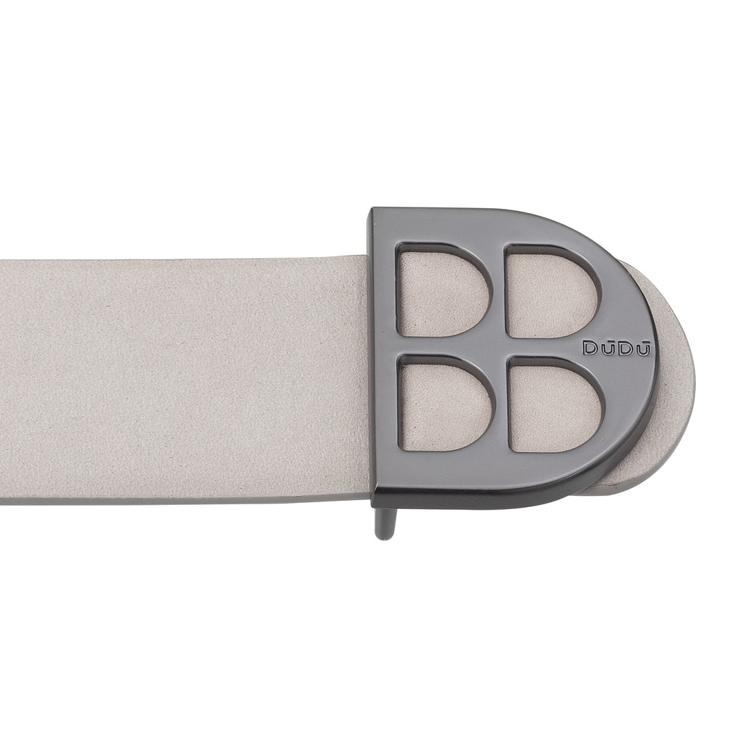 DUDU belt for reversible man in smooth leather and two -tone nobuk, made in Italy, double face, with personalized buckle