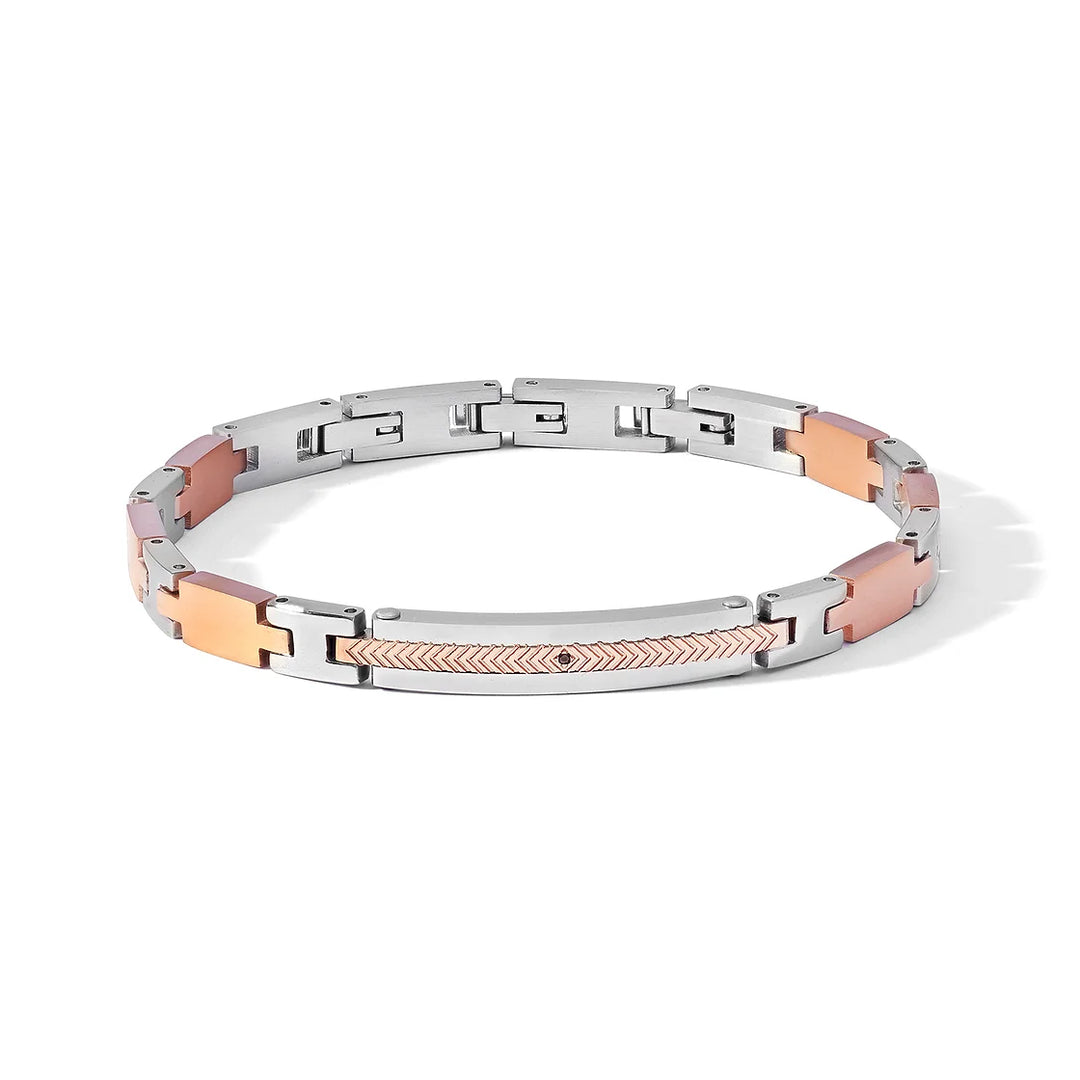 Comete Bracelet Faces Steel Finishes PVD ​​Gold Pink Zircon UBR 1181