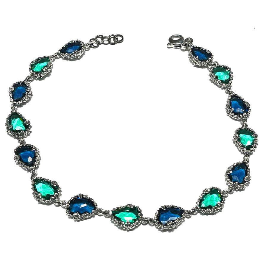 Le Jardin de Clorì girocollo Fiori ovale argento 925 cristalli idrotermali FCP01-PARAIBA BLU LONDON - Capodagli 1937