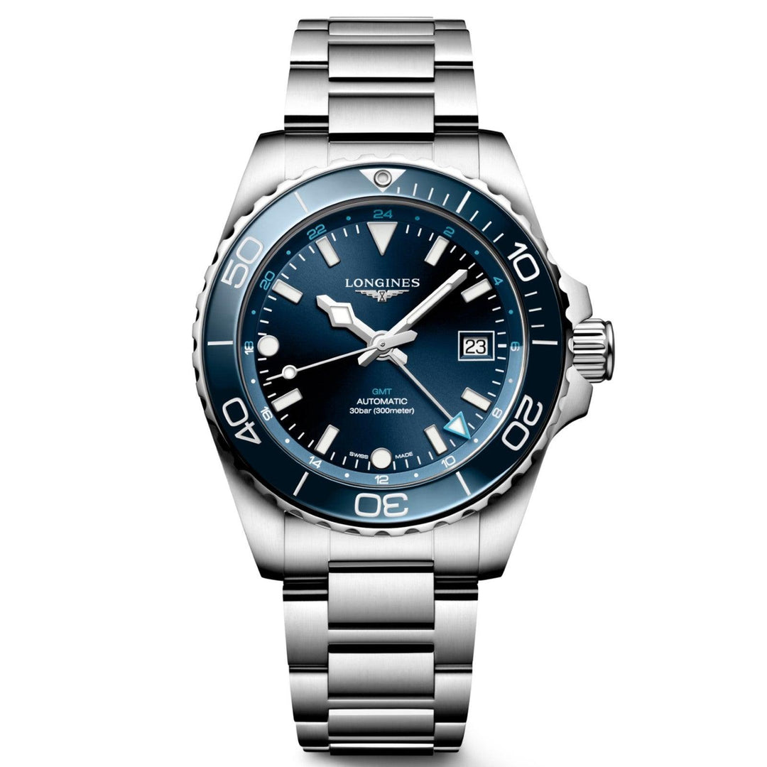 Longines orologio Hydroconquest GMT 41mm blu automatico acciaio L3.790.4.96.6 - Capodagli 1937