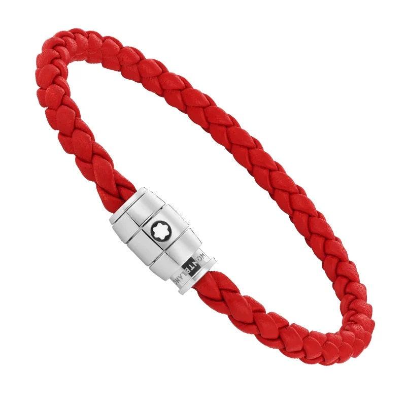 Montblanc bracciale pelle intrecciata rossa chiusura a 3 anelli misura M 13090263 - Capodagli 1937