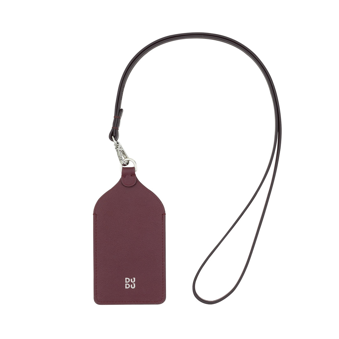 DUDU Badage Badge in leather neck, with detachable cord, credit card format door, triggering for fairs of office conferences