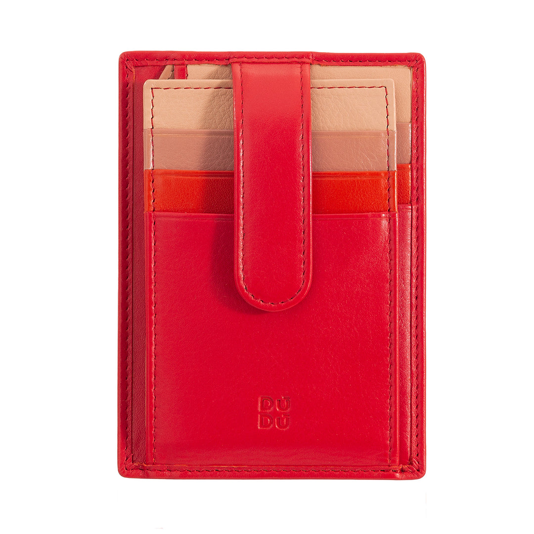 DUDU Multicolor Leather Slim Men's Credit Card Holder Women with 9 Slots and Security Closure