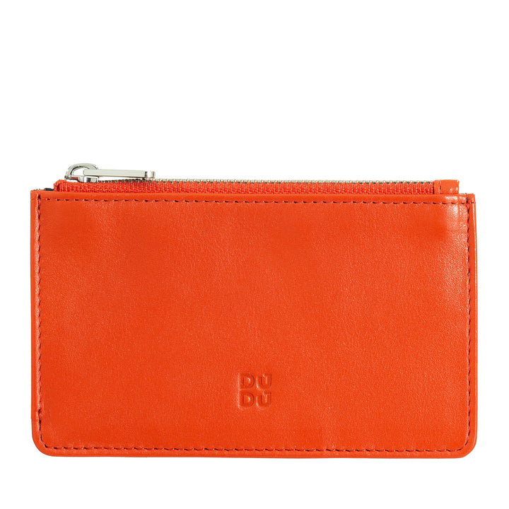 DUDU Credit Card menu holder woman in leather, small thin wallet, 4 holder tessere holder, with zipper closure