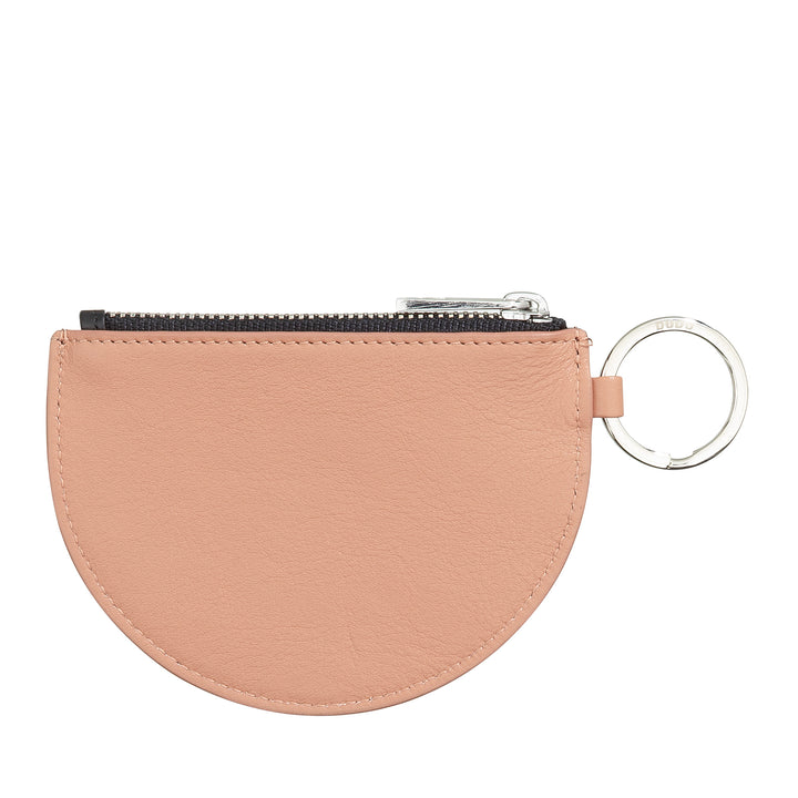 DUDU mini leather holder for women with zip zip zipper and two -color slim design keychain