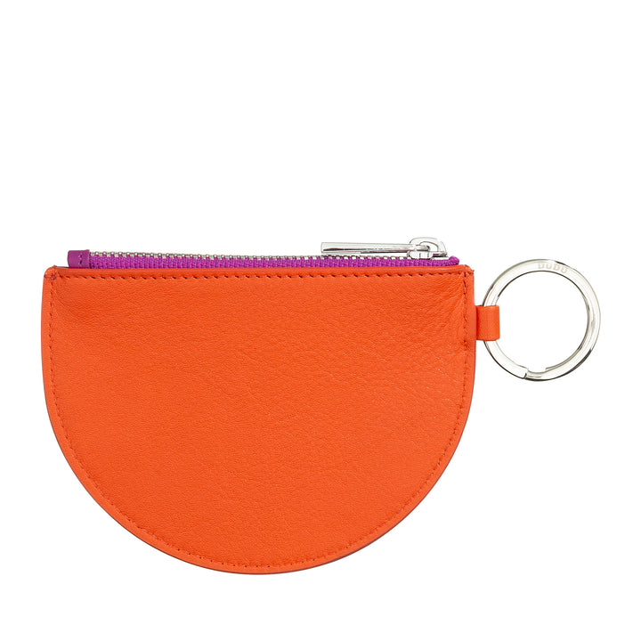 DUDU mini leather holder for women with zip zip zipper and two -color slim design keychain