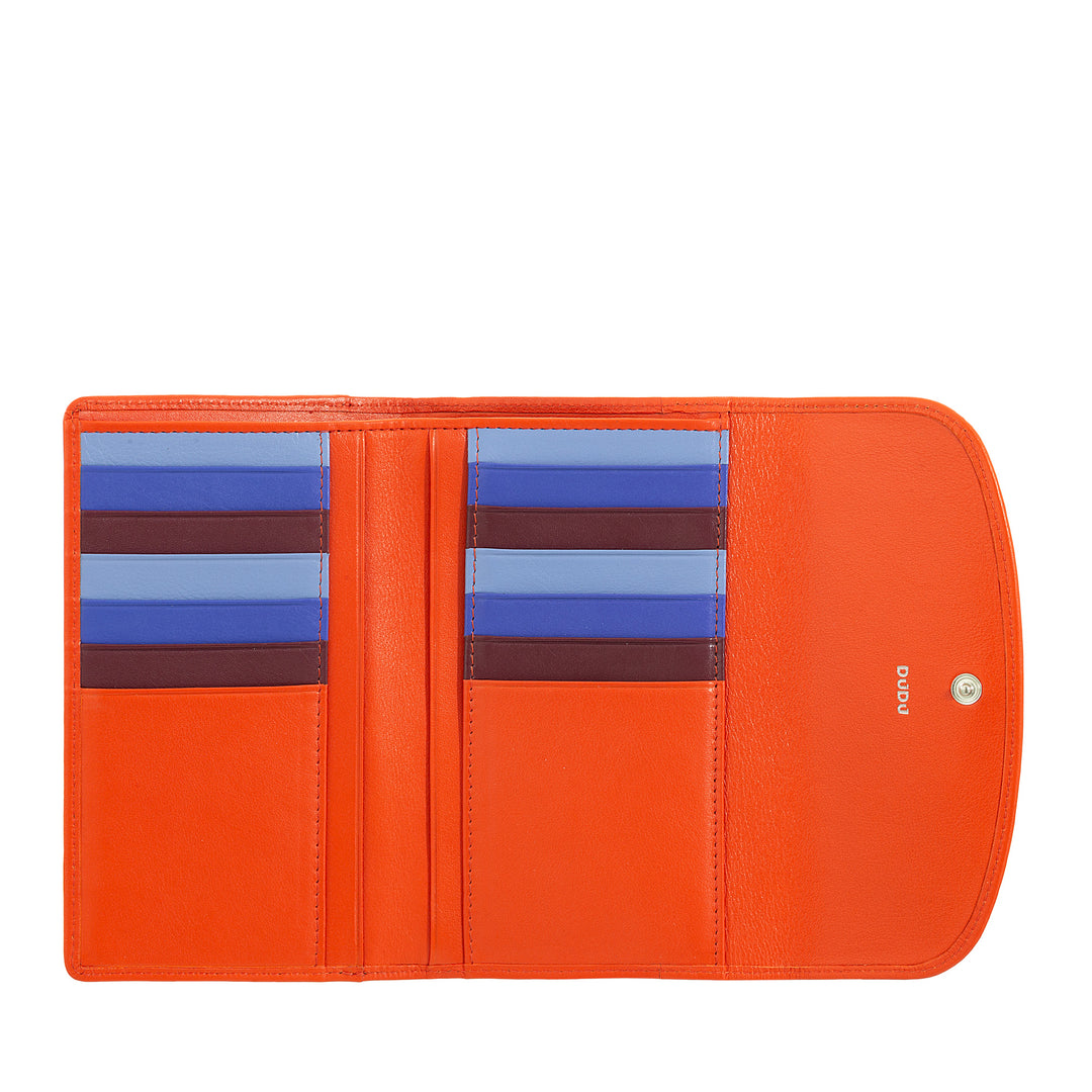 Dudu Women's Wallet In Colored Soft Leather, Bags with Keep Liest Doors, 12 Card Card holders, Multicolor